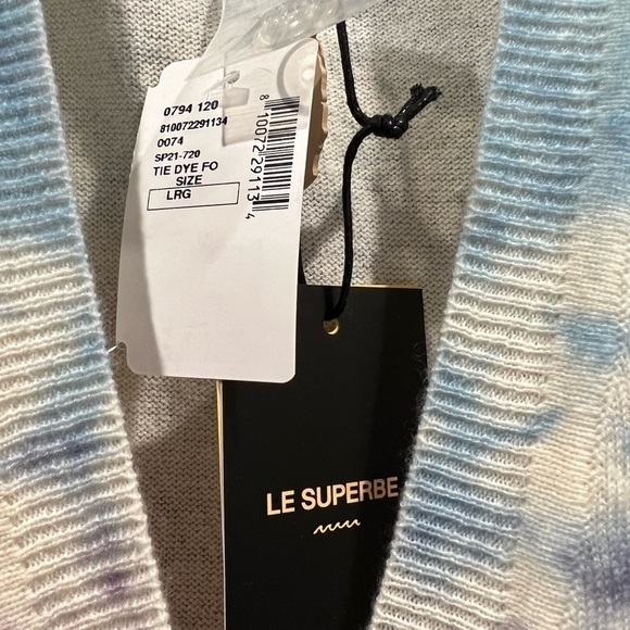 LE SUPERBE NWT revolve cashmere & wool long tie dye cardigan sweater size large - Picture 7 of 11